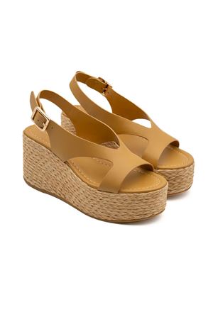 Sandalo con zeppa in pelle ocra PALOMA BARCELO | 302301OCHRE